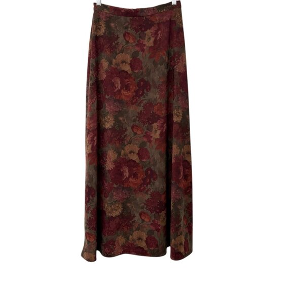 Chadwicks Vintage 90s Dark Romance Fall Garden Western Floral Maxi Skirt (4) - Picture 7 of 16